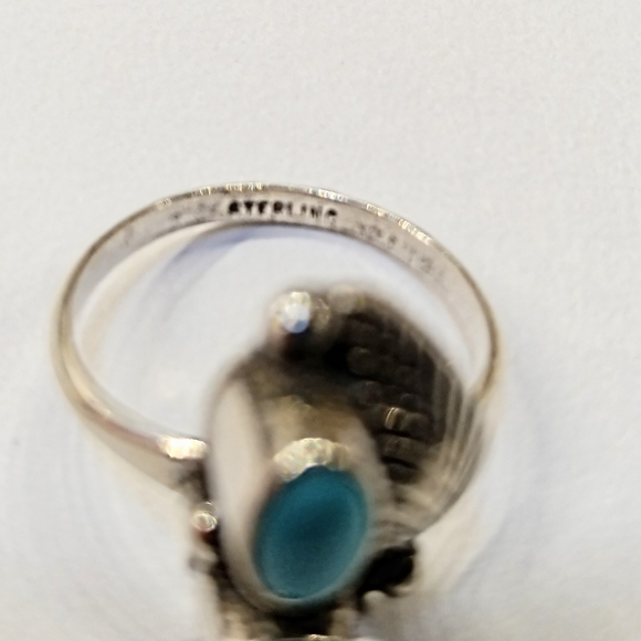 Sterling Genuine Turquoise Ring Size 5 1/2 - Picture 3 of 5